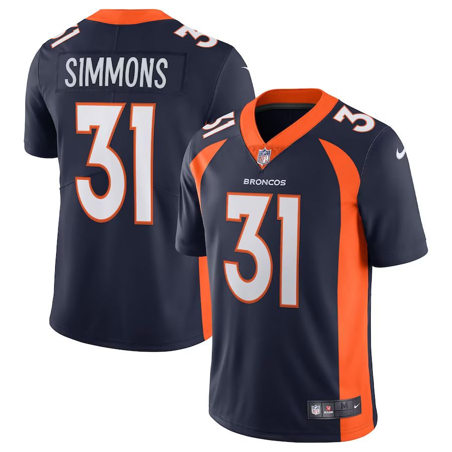 Men Denver Broncos 31 Justin Simmons Nike Navy Alternate Vapor Limited NFL Jersey